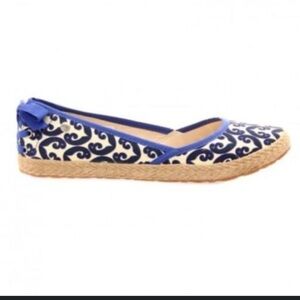 Ugg Indah canvas espadrille flat in blue and cream